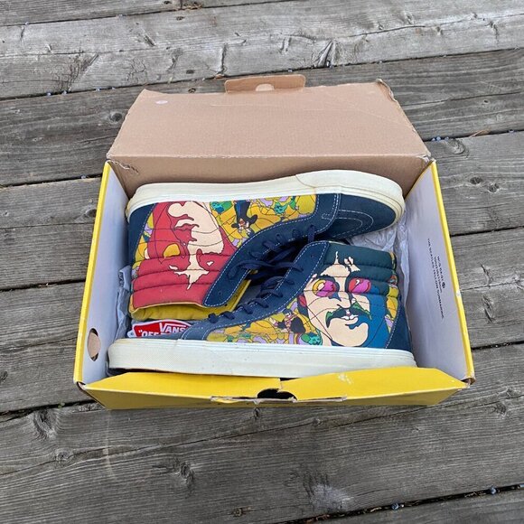 RARE The Beatles X Vans Sk8 High Yellow Submarine With Box Size 11 - Picture 4 of 16
